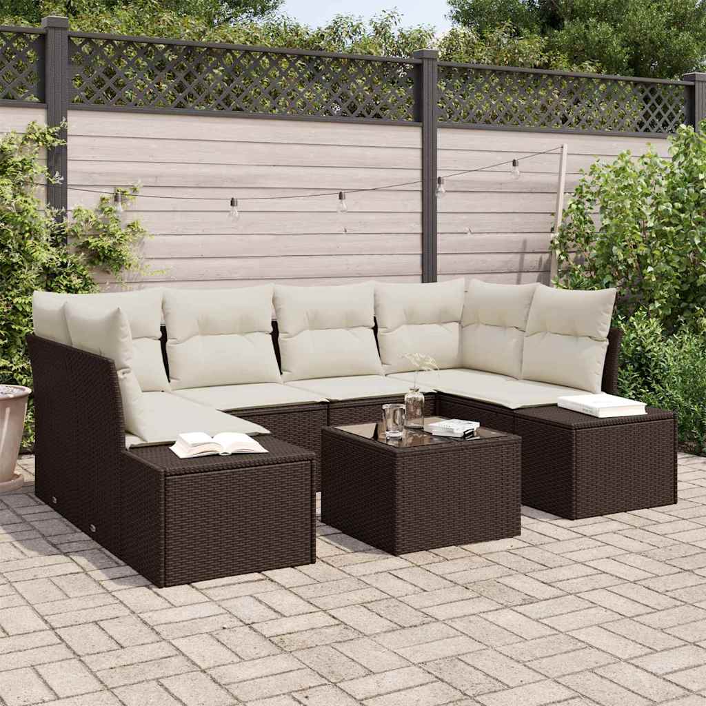 Conjunto de sofá de jardim 7 pcs Bege vime sintético