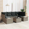 Conjunto de sofá de jardín con cojín 7 pcs Gris ratán sintético