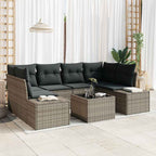 Conjunto de sofá de jardín con cojín 7 pcs Gris ratán sintético