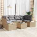 Conjunto de sofá de jardín 7 pcs Beige ratán sintético