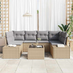 Conjunto de sofá de jardín 7 pcs Beige ratán sintético