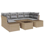 Conjunto de sofá de jardín 7 pcs Beige ratán sintético