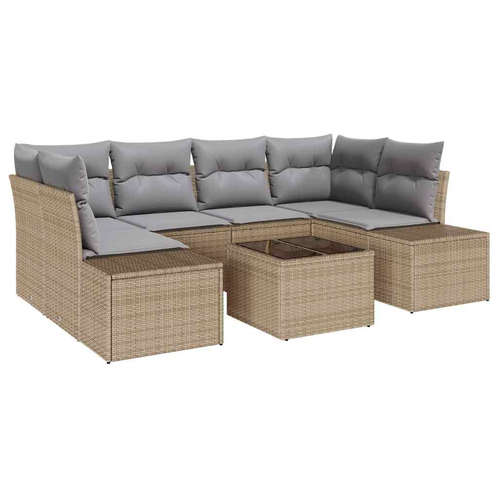 Conjunto de sofá de jardín 7 pcs Beige ratán sintético