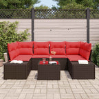 Conjunto de sofá de jardín 7 pcs Marrón ratán sintético