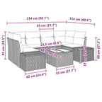 Conjunto de sofá de jardín 7 pcs Marrón ratán sintético