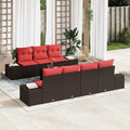 Conjunto de sofá de jardín 8 pcs Marrón ratán sintético