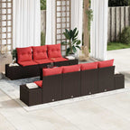 Conjunto de sofá de jardín 8 pcs Marrón ratán sintético