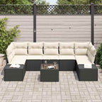Conjunto de sofá de jardín 8 pcs Negro ratán sintético