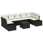 Conjunto de sofá de jardín 8 pcs Negro ratán sintético