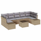 Conjunto de sofá de jardín 8 pcs Beige ratán sintético