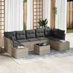 Conjunto de sofá de jardín 8 pcs Gris Claro ratán sintético
