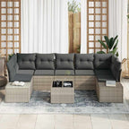 Conjunto de sofá de jardín 8 pcs Gris Claro ratán sintético