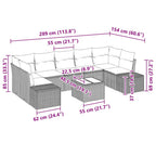 Conjunto de sofá de jardín 8 pcs Gris Claro ratán sintético