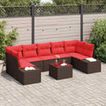 Conjunto de sofá de jardín 8 pcs Marrón ratán sintético