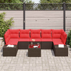 Conjunto de sofá de jardín 8 pcs Marrón ratán sintético