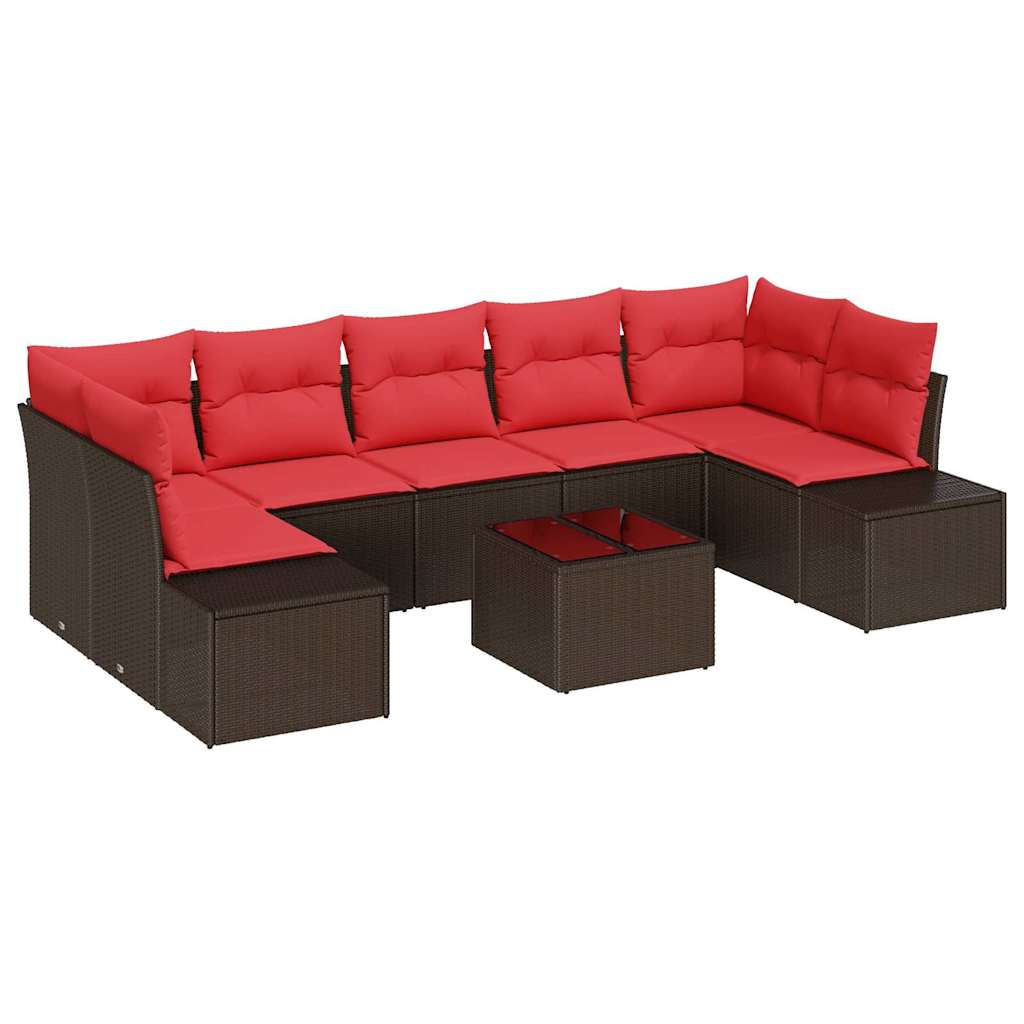 Conjunto de sofá de jardín 8 pcs Marrón ratán sintético