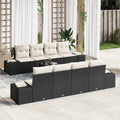 Conjunto de sofá de jardín 7 pcs Negro y crema ratán sintético