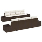 Conjunto de sofá de jardín 7 pcs Marrón y crema ratán sintético