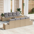 Conjunto de sofá de jardín con cojín 7 pcs Beige y Gris Claro