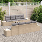 Conjunto de sofá de jardín con cojín 7 pcs Beige y Gris Claro