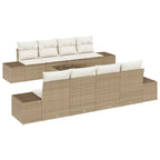Conjunto de sofá de jardín 7 pcs Beige y Crema ratán sintético