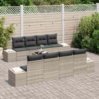Conjunto de sofá de jardín 7 pcs Gris Claro ratán sintético