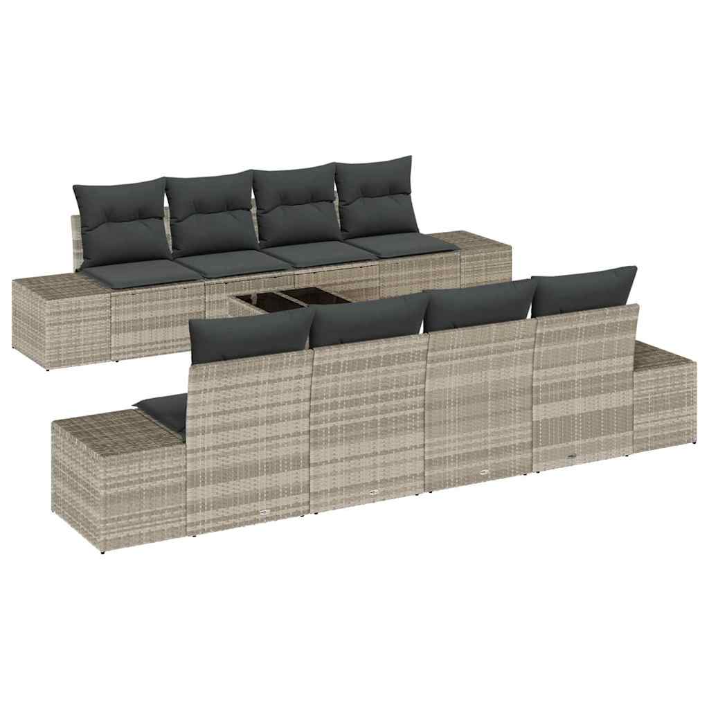 Conjunto de sofá de jardín 7 pcs Gris Claro ratán sintético
