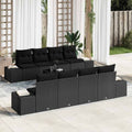 Conjunto de sofá de jardín Manual 7 pcs Negro ratán sintético