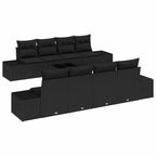 Conjunto de sofá de jardín Manual 7 pcs Negro ratán sintético