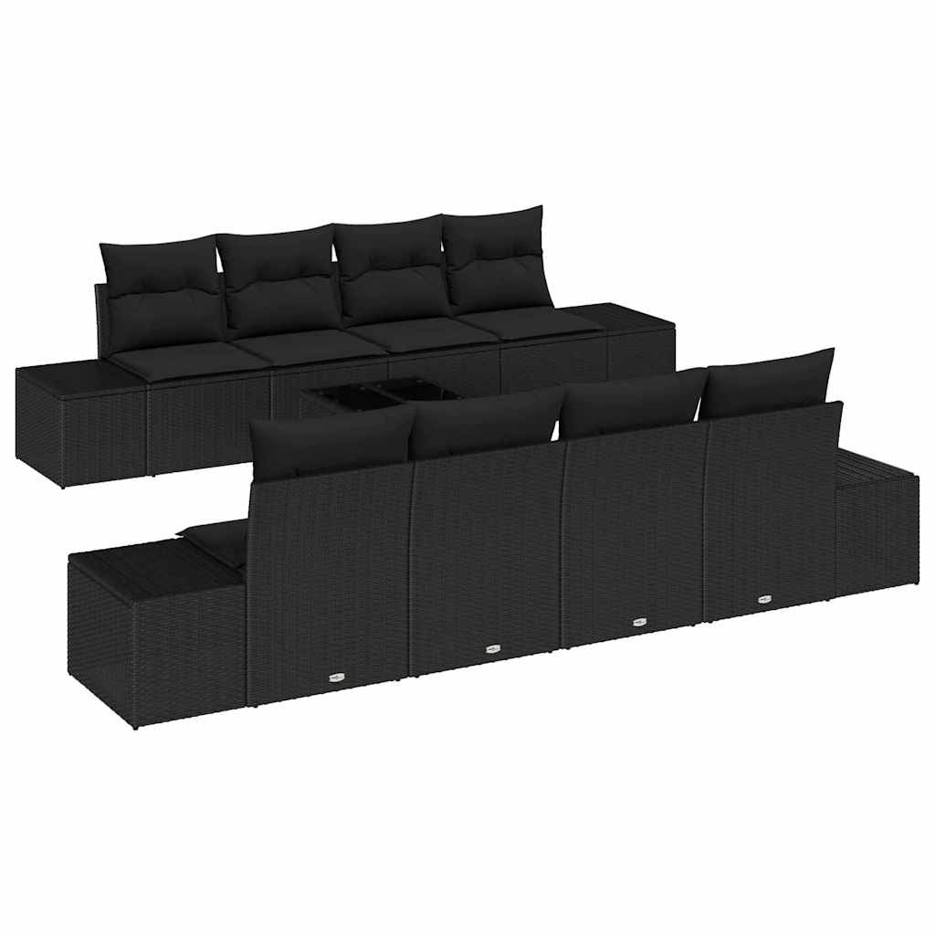 Conjunto de sofá de jardín Manual 7 pcs Negro ratán sintético