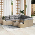 Conjunto de sofá de jardín 9 pcs Beige ratán sintético