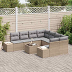 Conjunto de sofá de jardín 9 pcs Beige ratán sintético