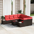 Conjunto de sofá de jardín 9 pcs Marrón ratán sintético