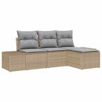 Conjunto de sofá de jardín 4 pcs Beige ratán sintético