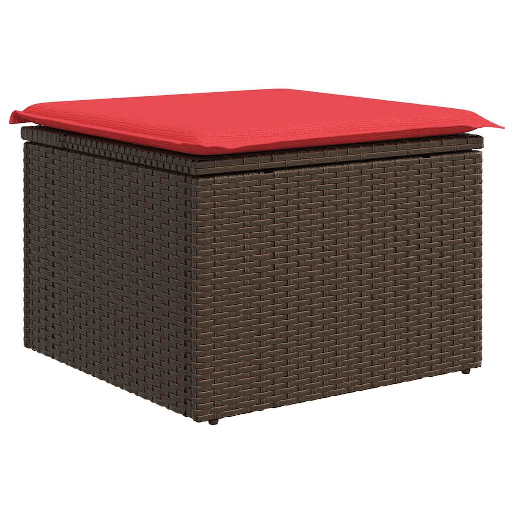 Juego de Sofá con cojín 4 pcs Marrón Rattan de Poliéster