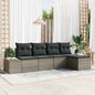 Conjunto de sofá de jardim 5 peças bege vime sintético