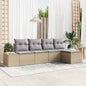 Conjunto de sofá de jardim 5 peças bege vime sintético