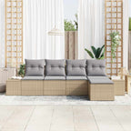 Conjunto de sofá de jardín 5 pcs Beige ratán sintético