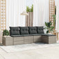 Conjunto de sofá de jardim 5 peças bege vime sintético