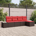 Conjunto de sofá de jardín 5 pcs Marrón ratán sintético