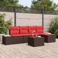 Conjunto de sofá de jardín 6 pcs Marrón ratán sintético