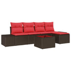 Conjunto de sofá de jardín 6 pcs Marrón ratán sintético