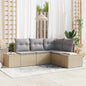 Conjunto de sofá de jardín 4 pcs Beige ratán sintético