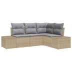 Conjunto de sofá de jardín 4 pcs Beige ratán sintético