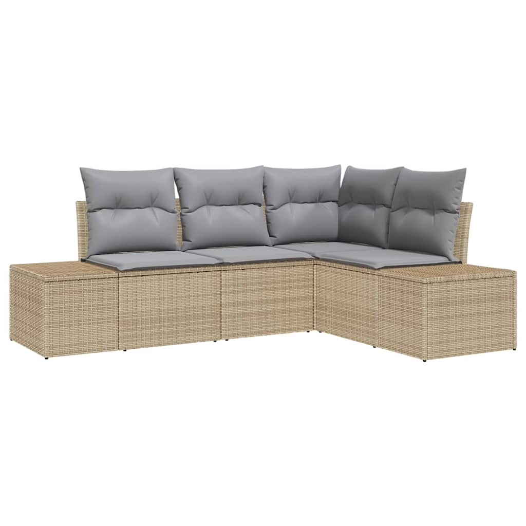 Conjunto de sofá de jardín 4 pcs Beige ratán sintético