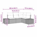 Conjunto de sofá de jardín 4 pcs Beige ratán sintético