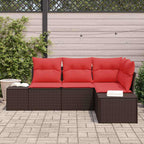 Conjunto de sofá de jardín 4 pcs Marrón ratán sintético
