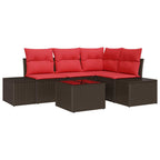 Conjunto de sofá de jardín 5 pcs Marrón ratán sintético