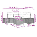 Conjunto de sofá de jardín 5 pcs Marrón ratán sintético