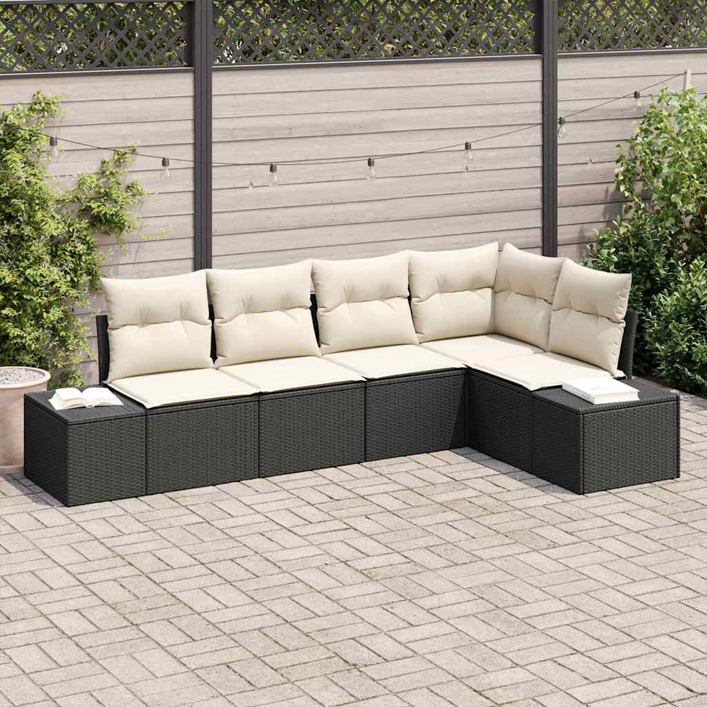Conjunto de sofá de jardín 5 pcs Beige ratán sintético